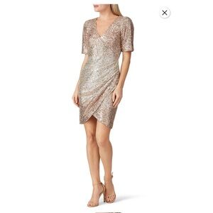 Badgley Mischka Champagne/Gold Sequin Mini Dress